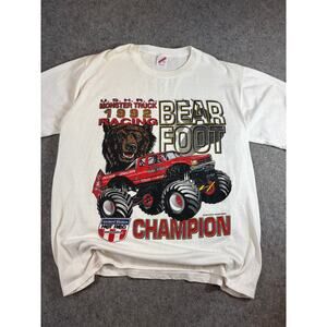 Vintage 90s Bear Foot Monster Truck USHRA Champion T Shirt Mens XL White USA